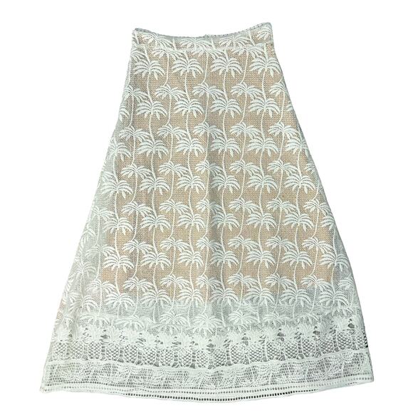 Pink Lemonade White Nude Palm Tree Pineapple Lace Crop Top Midi Skirt Set size M - Picture 14 of 16